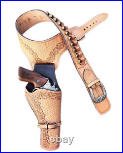 Western Gun. 38/357holster Brown Leather Single Action Cowboy Revolver Case Belt Western Gun. 38/357holster Brown Leather Single Action Cowboy Revolver Case Belt