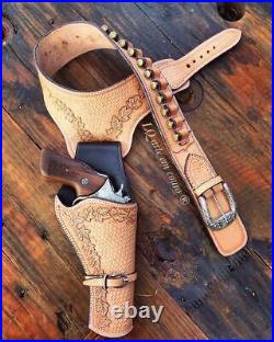 Western Gun. 38/357holster Brown Leather Single Action Cowboy Revolver Case Belt Western Gun. 38/357holster Brown Leather Single Action Cowboy Revolver Case Belt