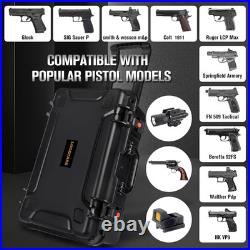 Wheeled Pistol Gun Case for 10 Handguns Holds 10 Pistols & 12 Magazines, Pre-C