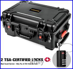 Wheeled Pistol Gun Case for 10 Handguns Holds 10 Pistols & 12 Magazines, Pre-C