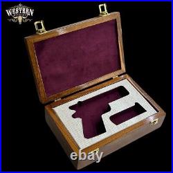 Wooden Box Firearm Colt 1911 Luxury Cedar Wood Box White leather Wooden Box Firearm Colt 1911 Luxury Cedar Wood Box White leather