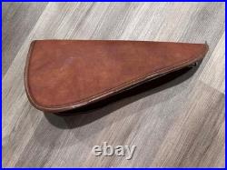 XL pistol case Luxury with Red velvet lining and Brown Leather zippered